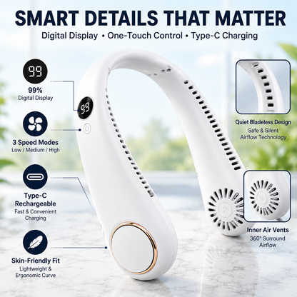🔥Last Day 59% OFF🌪360° Portable Bladeless Neck Fan