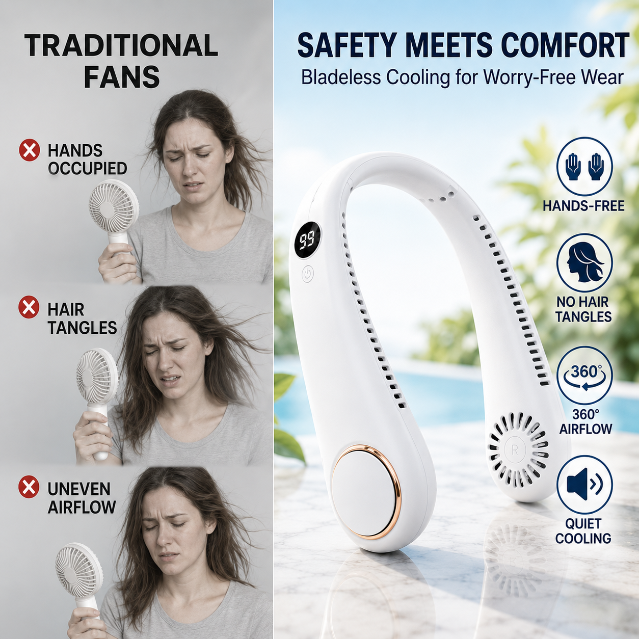 🔥Last Day 59% OFF🌪360° Portable Bladeless Neck Fan
