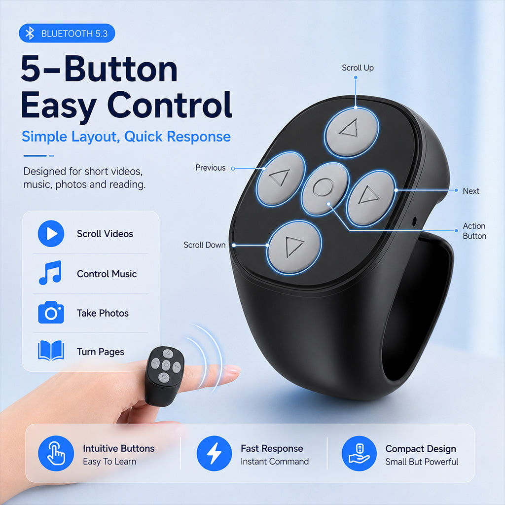 🔥Last Day 59% OFF⚡Fingertip Wireless Bluetooth Remote Control