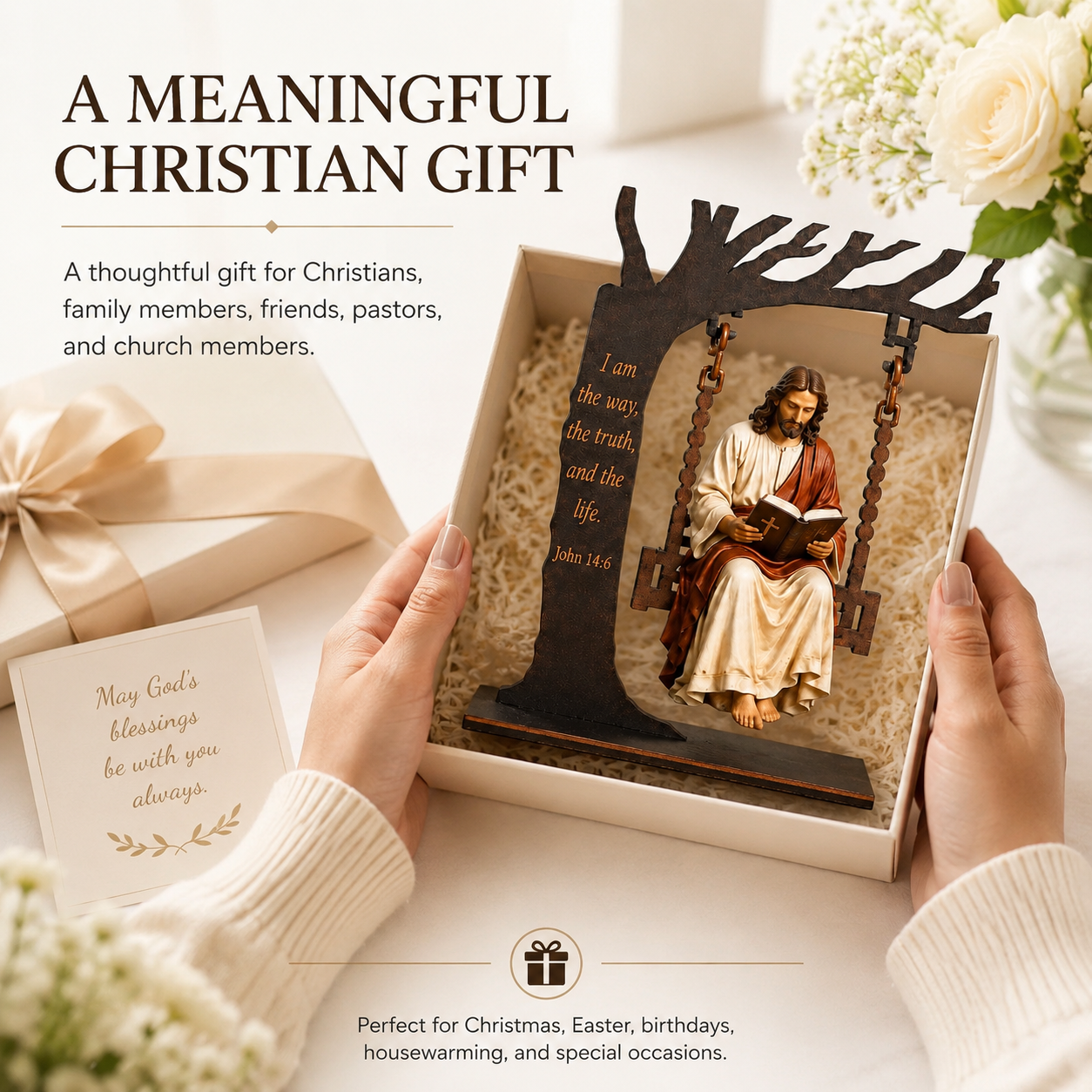 🔥Last Day 59% OFF✝️Jesus Swing Ornament – John 14:6 Faith Table Decor