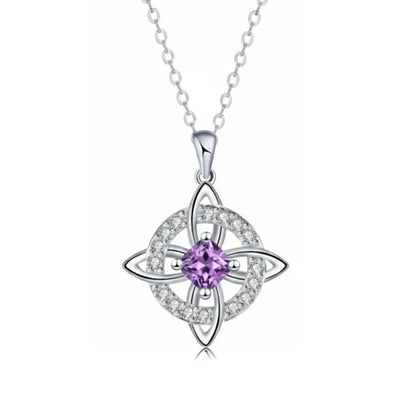 🔮Mystical Birthstone Witches Knot Necklace – Natural Crystal💞Protect Your Loved Ones